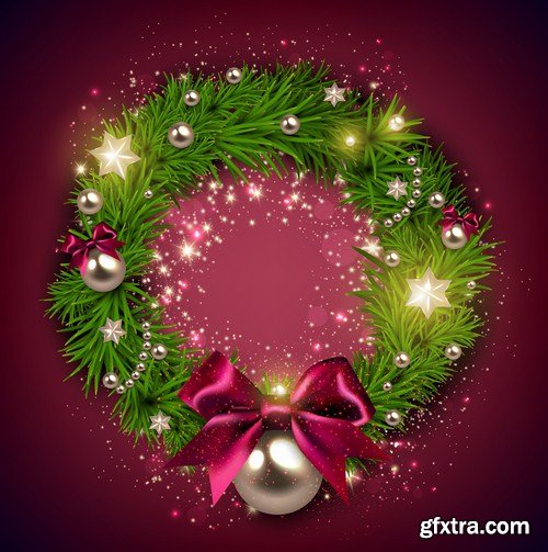 Christmas Backgrounds And Ribbons - 25 Vector