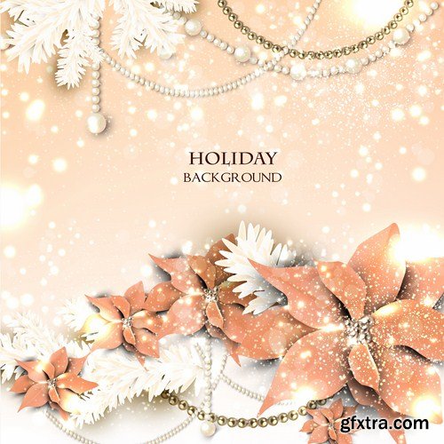 Christmas Backgrounds And Ribbons - 25 Vector