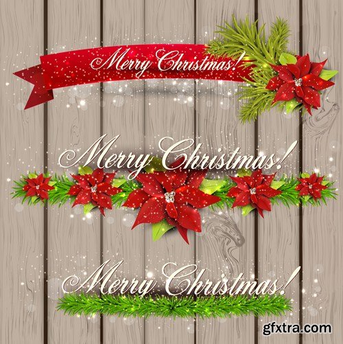 Christmas Backgrounds And Ribbons - 25 Vector