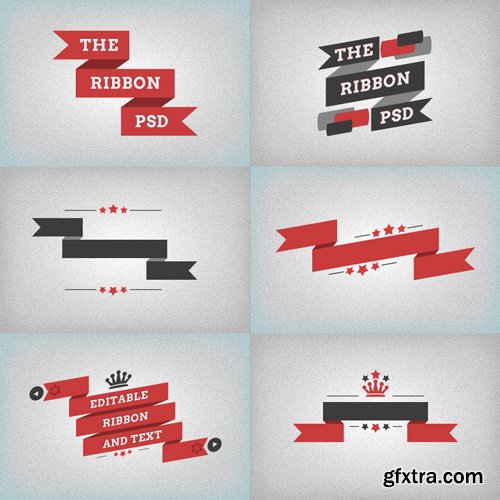 Flat Ribbons PSD Set