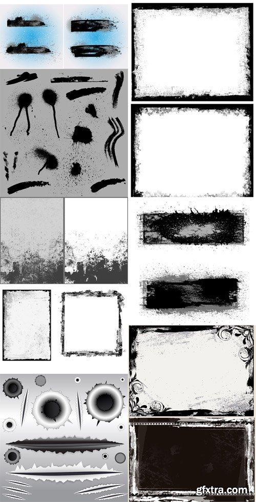 Vector and Brushes Grunge Design Elements Set