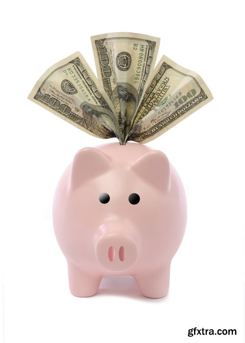 Amazing SS - Piggy bank on white background, 25xJPGs