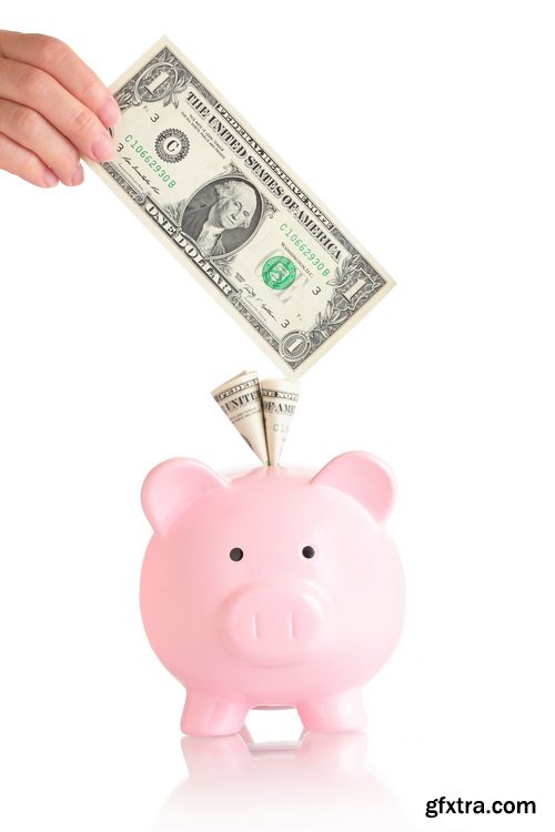 Amazing SS - Piggy bank on white background, 25xJPGs