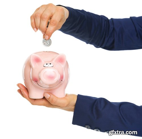 Amazing SS - Piggy bank on white background, 25xJPGs