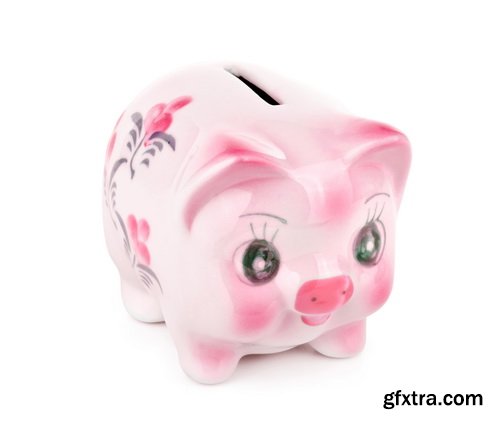 Amazing SS - Piggy bank on white background, 25xJPGs