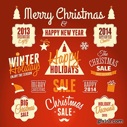 Stickers holiday discounts, Christmas and New Year, 2 - Vector