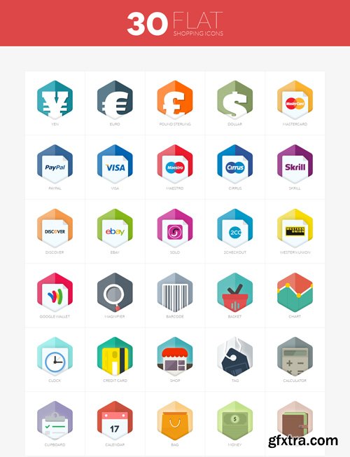 30 Flat Shopping Icons