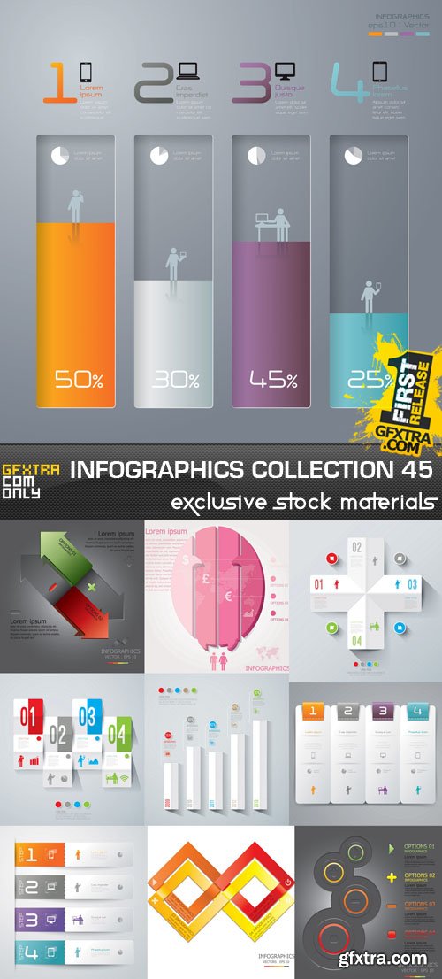 Collection of infographics vol.45, 25xEPS