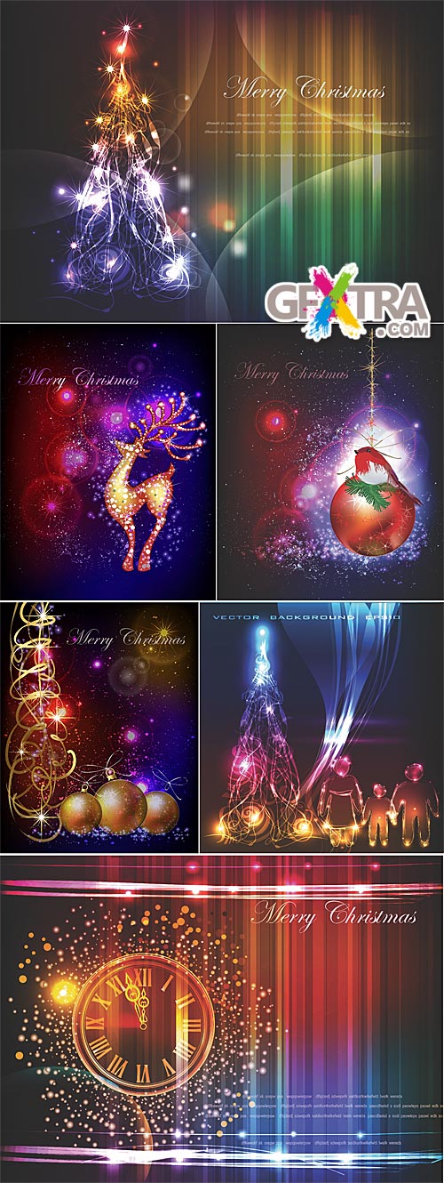 Christmas and New Year neon backgrounds