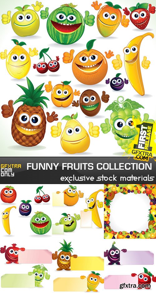 Funny Fruits Collection, 17xEPS + 8 UHQ JPEG