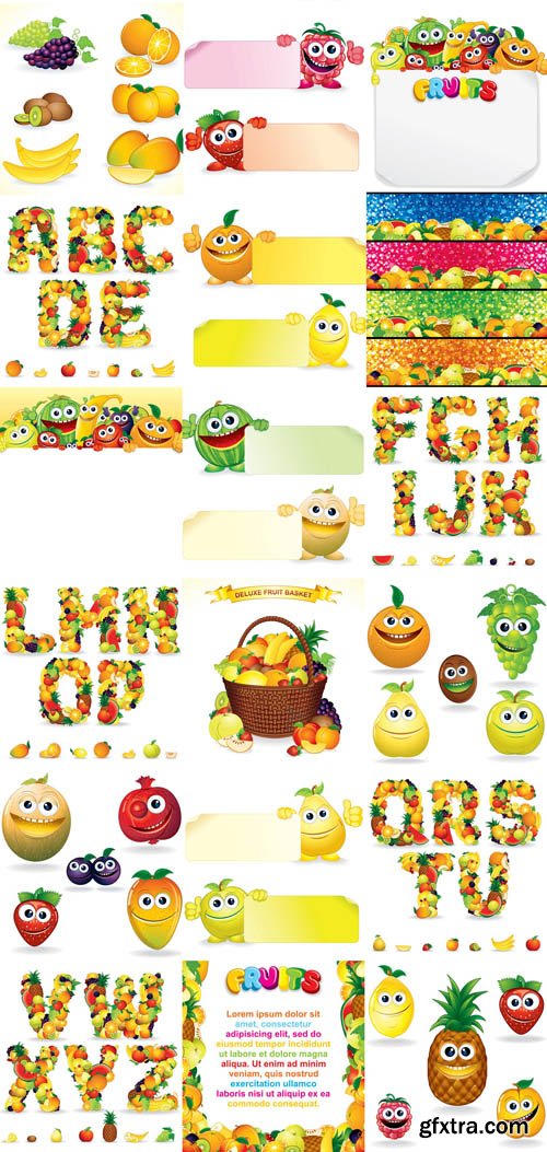 Funny Fruits Collection, 17xEPS + 8 UHQ JPEG