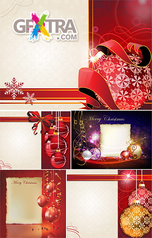 Christmas backgrounds with balls and letter template