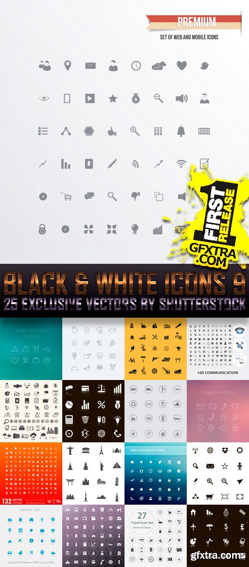 Amazing SS - Black & White Icons 9, 25xEPS