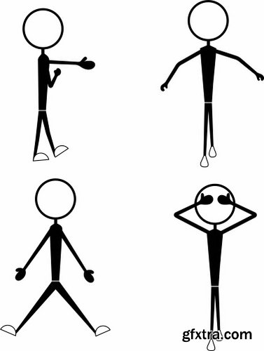 Cartoon Stick Figures Characters Vectors