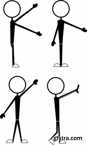 Cartoon Stick Figures Characters Vectors