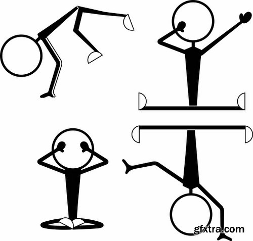 Cartoon Stick Figures Characters Vectors