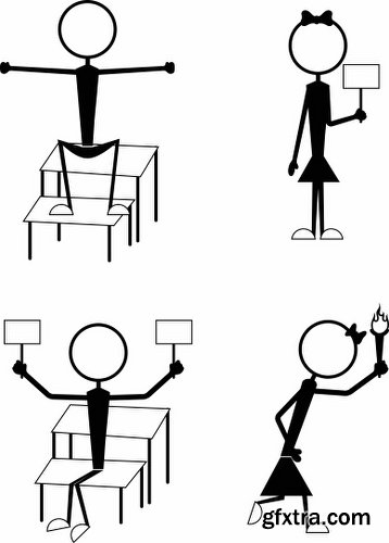 Cartoon Stick Figures Characters Vectors