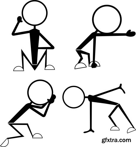 Cartoon Stick Figures Characters Vectors