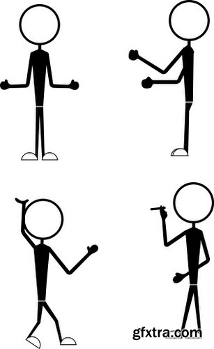 Cartoon Stick Figures Characters Vectors