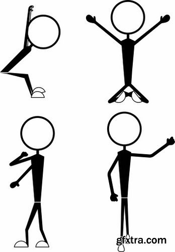 Cartoon Stick Figures Characters Vectors