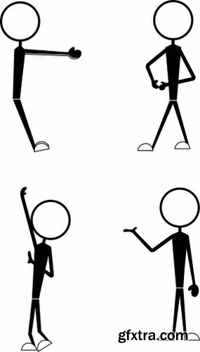 Cartoon Stick Figures Characters Vectors