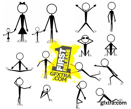 Cartoon Stick Figures Characters Vectors » GFxtra
