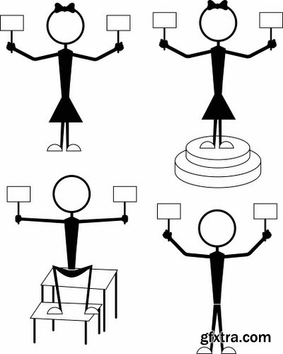 Cartoon Stick Figures Characters Vectors