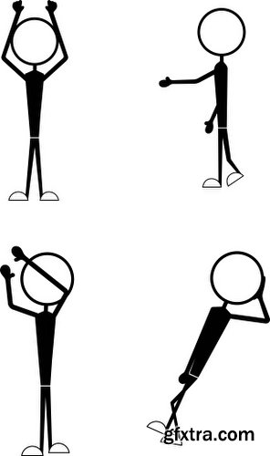 Cartoon Stick Figures Characters Vectors