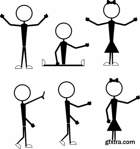 Cartoon Stick Figures Characters Vectors