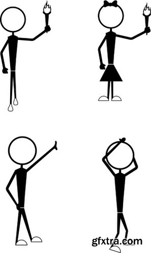 Cartoon Stick Figures Characters Vectors