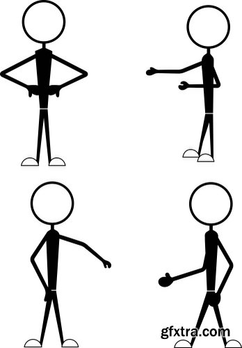 Cartoon Stick Figures Characters Vectors