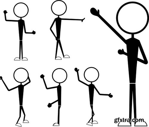 Cartoon Stick Figures Characters Vectors