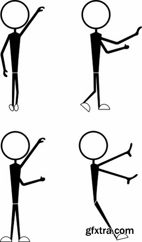 Cartoon Stick Figures Characters Vectors