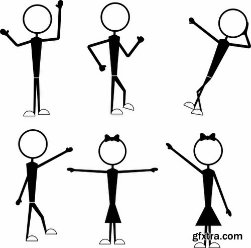 Cartoon Stick Figures Characters Vectors