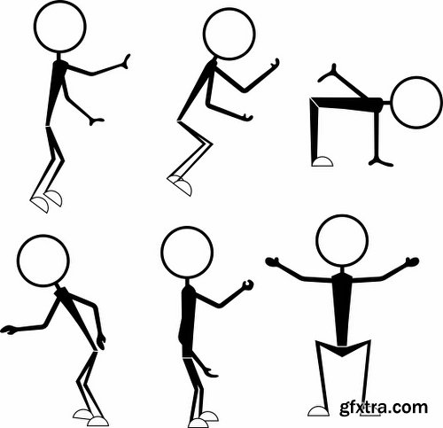 Cartoon Stick Figures Characters Vectors