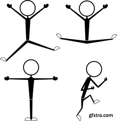 Cartoon Stick Figures Characters Vectors