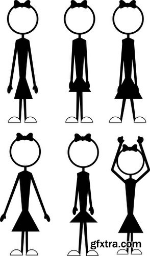 Cartoon Stick Figures Characters Vectors