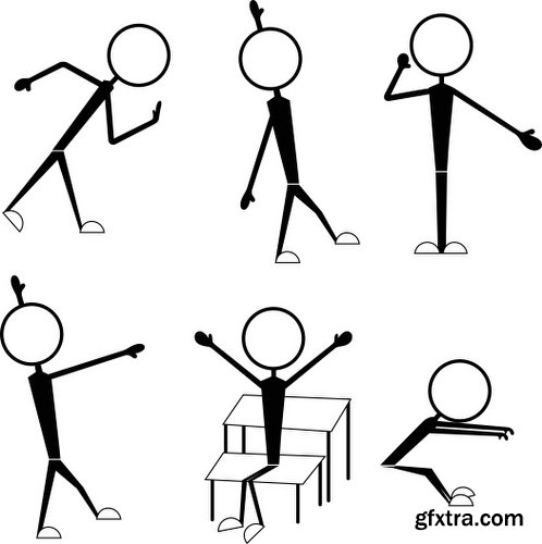 Cartoon Stick Figures Characters Vectors