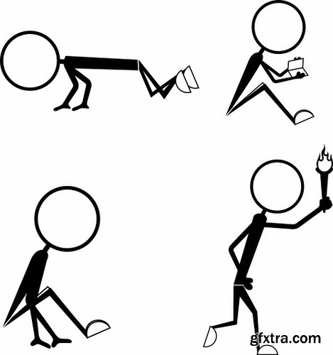 Cartoon Stick Figures Characters Vectors