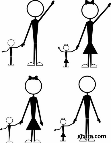 Cartoon Stick Figures Characters Vectors