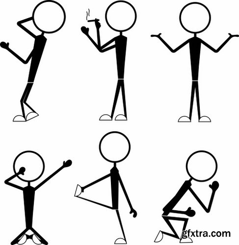 Cartoon Stick Figures Characters Vectors