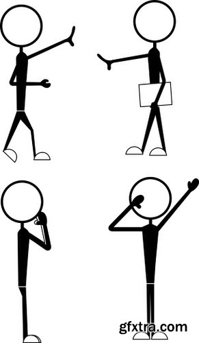 Cartoon Stick Figures Characters Vectors