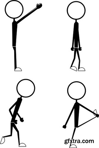 Cartoon Stick Figures Characters Vectors