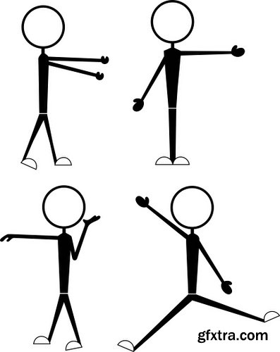 Cartoon Stick Figures Characters Vectors