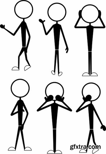 Cartoon Stick Figures Characters Vectors