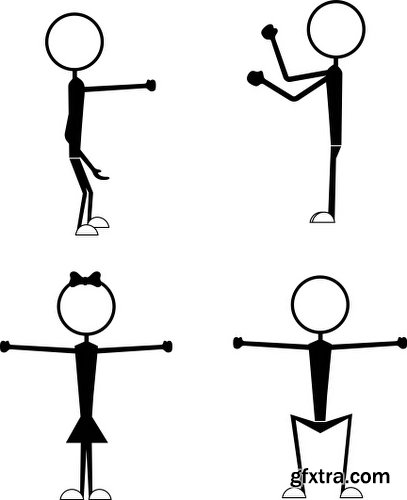 Cartoon Stick Figures Characters Vectors