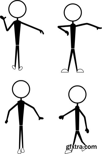 Cartoon Stick Figures Characters Vectors