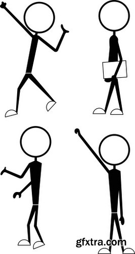 Cartoon Stick Figures Characters Vectors