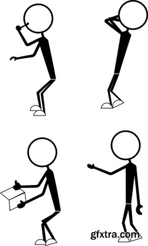 Cartoon Stick Figures Characters Vectors