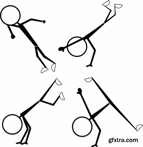 Cartoon Stick Figures Characters Vectors